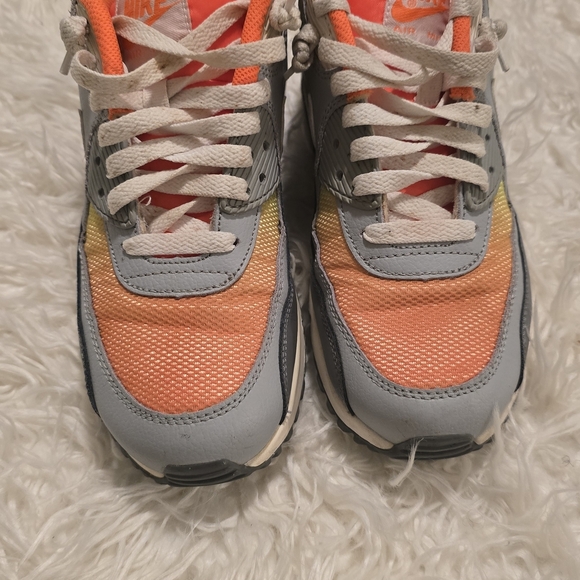 Nike Air Max 90 Orange and Gray Shoes - Picture 2 of 8